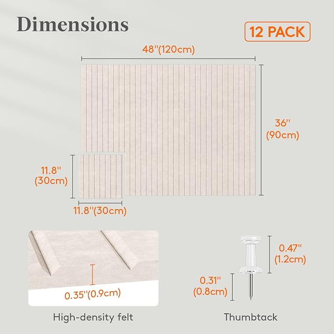 Lifewit Felt Slatted Bulletin Board, 12 Pack Self-Adhesive Panel, Cork Board - Image 3
