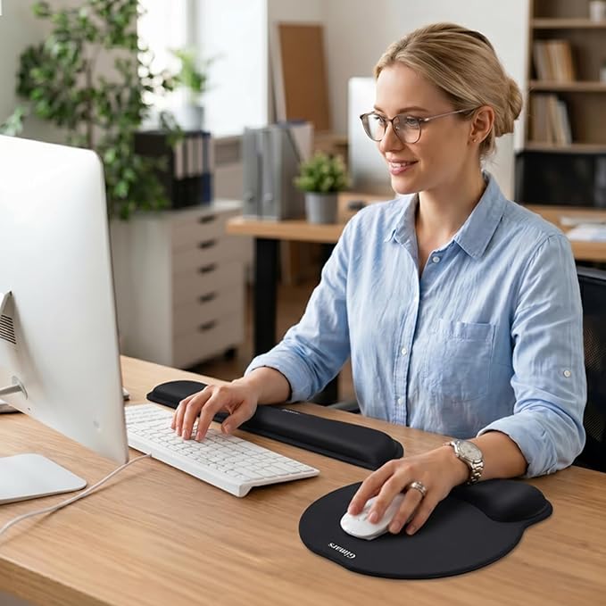 Gimars Upgrade Enlarge Superfine Fibre Soft Smooth Gel Ergonomic Mouse Pad - Image 2