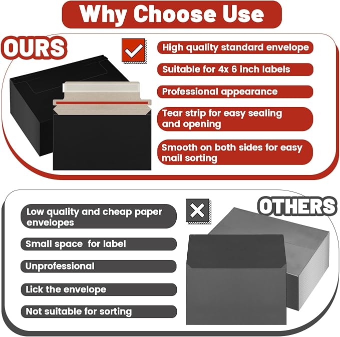 110 Pack Black Trading Card Envelopes, 7x 4.35 Inch Self-Adhesive Card Mailer - Image 4