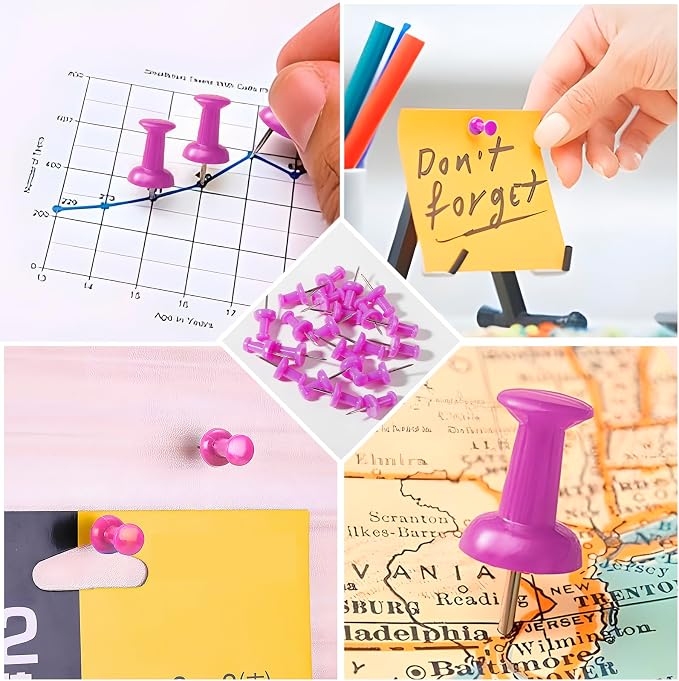 VAPKER Push Pins Tacks 120Pcs Solid Violet Thumb Tacks Larger Size Pin Map - Image 7