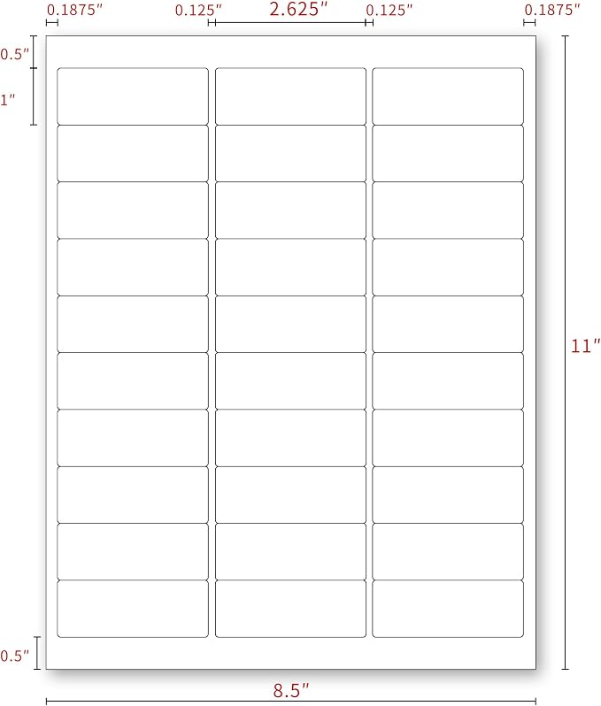 KKBESTPACK Label Sticker, Address Labels – 30 Up Shipping Labels 1” x 2-5/8” - Image 2