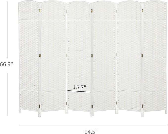 HOMCOM Room Divider, 6 Panel Folding Privacy Screen, 5.6' Tall Freestanding - Image 7