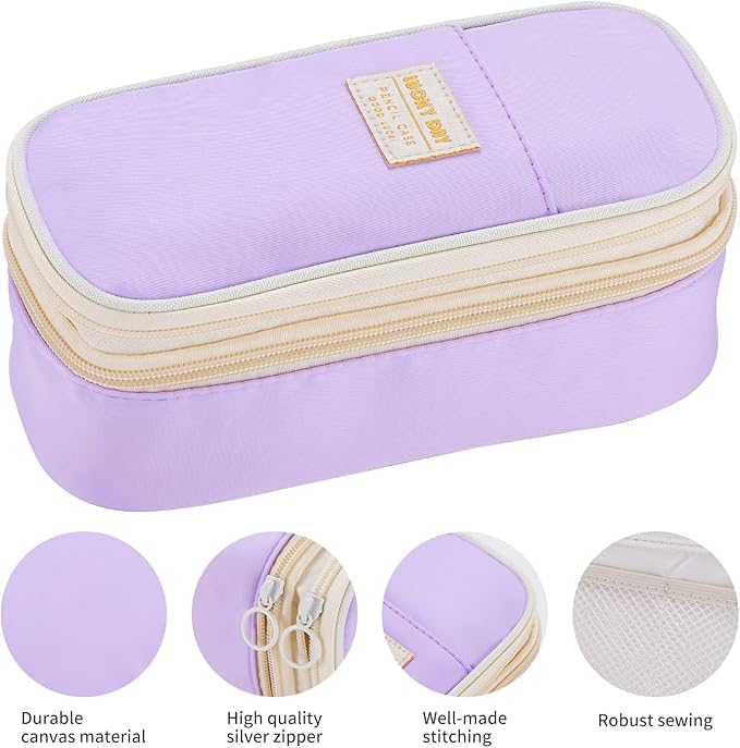 Dugio Big Pencil Case for Girls Organizer Pencil Bag with Zipper Pencil Pouch for School Teens Kids Aesthetic Large Pencil Pouch Purple-DeskLoop Office