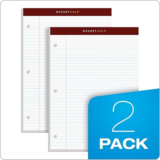 TOPS Docket Gold Writing Pads, 8-1/2" x 11-3/4", Narrow Rule, 3-Hole Punched - Image 7