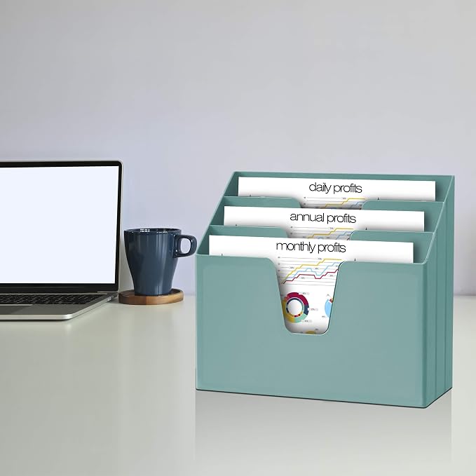 Acrimet Horizontal Triple File Folder Holder Organizer, Open Top Desktop - Image 2
