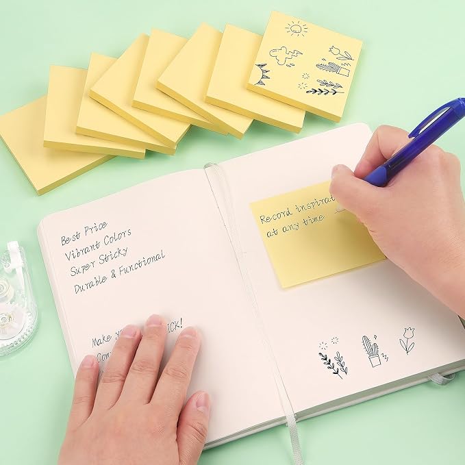 Sticky Notes 3x3 Self-Stick Notes Bright Colors Sticky Notes 8 Pads 80 Sheet/Pad - Image 7