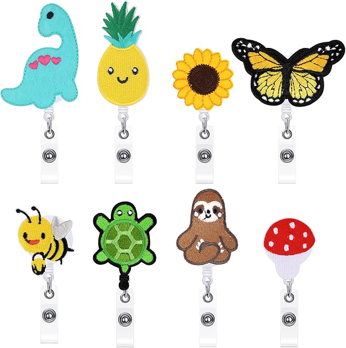 Zonon 8 Pcs Nurse Badge Reels Pediatric Badge Reels Cute Felt Retractable Funny by Zonon
