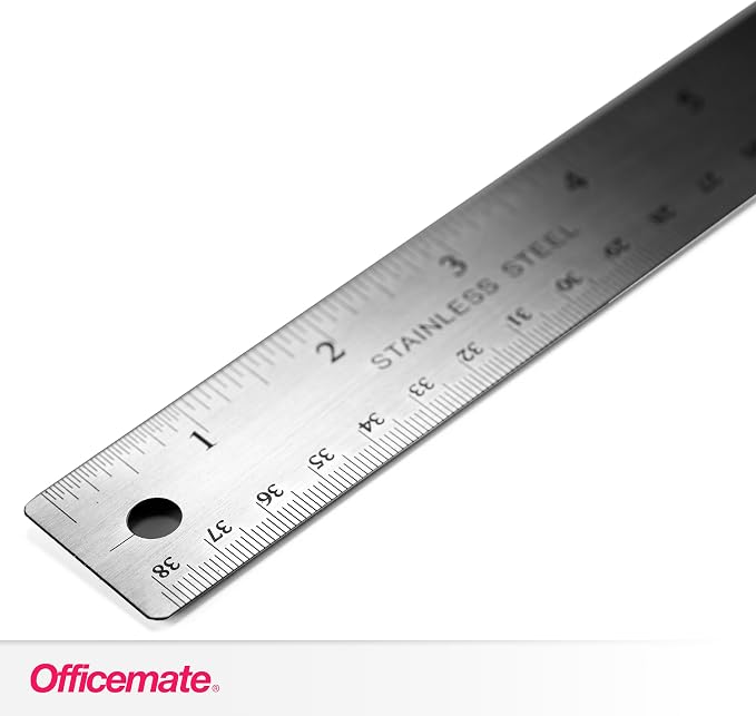 Officemate Classic Stainless Steel Metal Ruler, 15 inches - Image 8