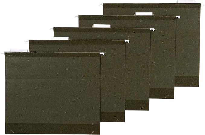 Amazon Basics Hanging File Folders, Letter Size, Standard Green, 1/5-Cut - Image 2