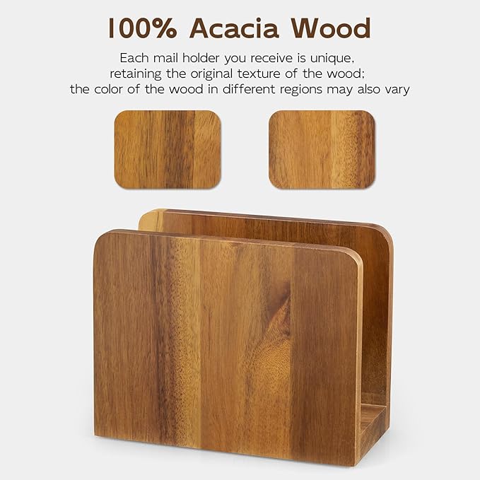 Acacia Wood Mail Organizer, Mail Holder - Image 4