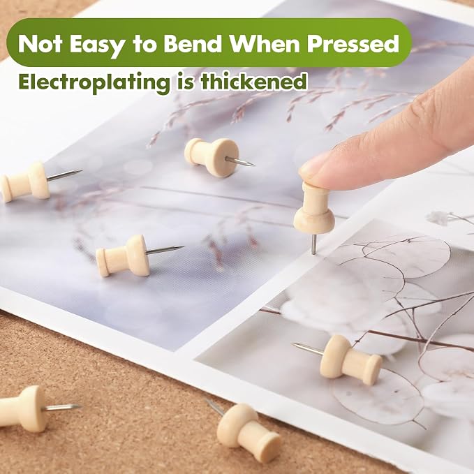 120Pcs Wood Push Pins, Thumb Tacks - Image 4
