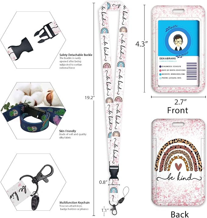 Cute Rainbow Lanyards for Id Badges, Retractable ID Badge Holder - Image 4