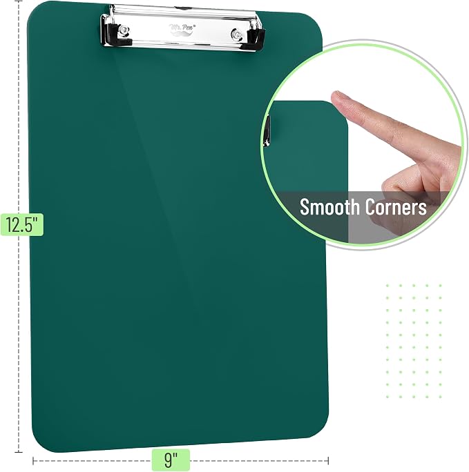 Mr. Pen- Plastic Clipboard, 12.5” x 9”, Dark Green, Clipboard Plastic | - Image 2
