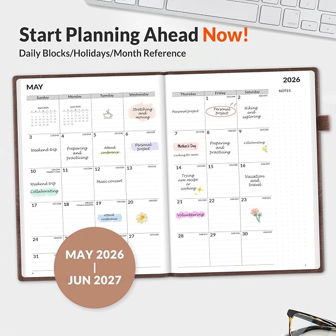 SUNEE 2026-2027 Weekly & Monthly Hardcover Planner 5.5" x 8.3" - Image 2