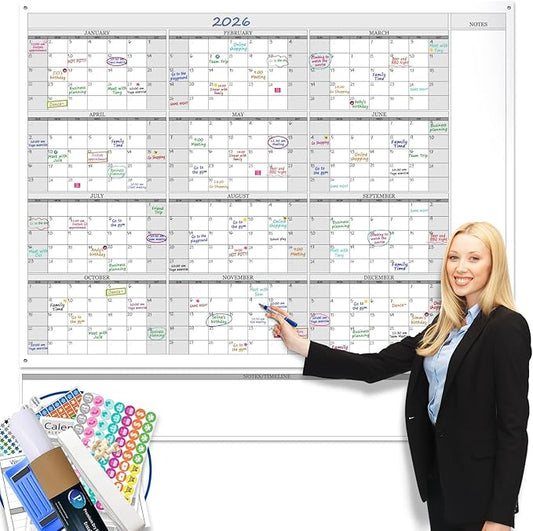 Jumbo Dry Erase Yearly Whiteboard Wall Calendar, Huge 12 Month Laminated by PartyFunny