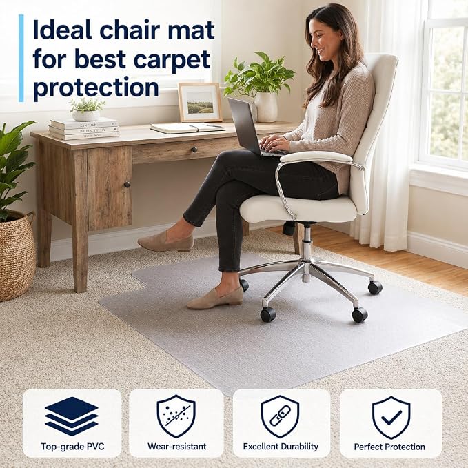 Chair Mat for Carpet- Low Pile Carpet Protector for Office Gaming Computer Desk - Image 2