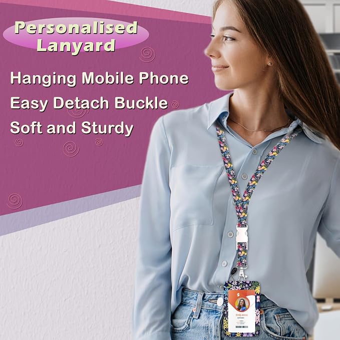 ID Badge Holder with Lanyard, Retractable ID Badge Card Holders Detachable Neck - Image 4