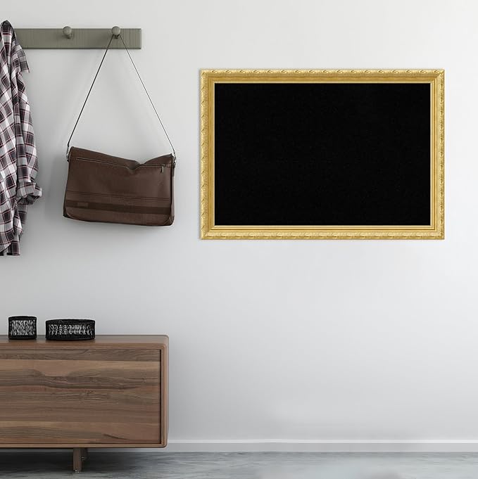 Amanti Art Black Cork Board for Wall, 28x40 Vision Board with Gold Wood Frame, Large Corkboard Office Decor for Home Organization, Traditional Corkboard Pinboard to display items for home organization-DeskLoop Office