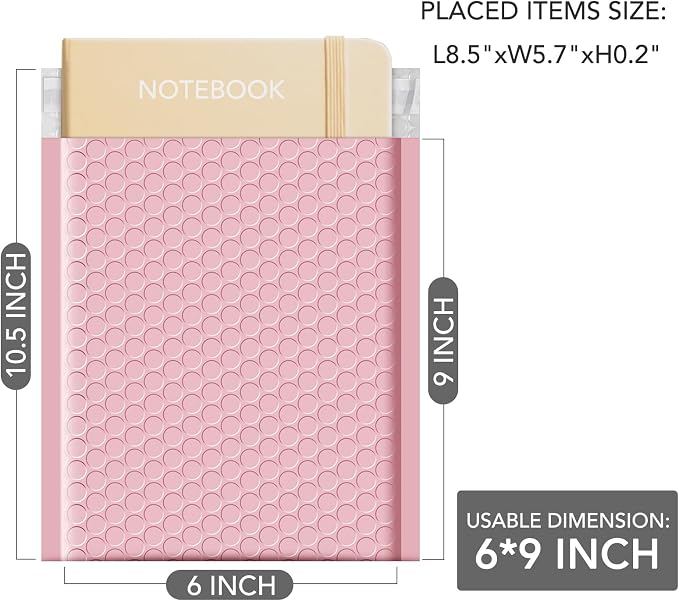 GSSUSA Light Pink Bubble Mailers 6x10 Small Padded Envelopes 1000 Pack - Image 2