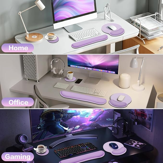 Mouse Pad with Wrist Rest Set, 3-in-1 Wrist Support Mousepad Set, Gaming Mat - Image 7