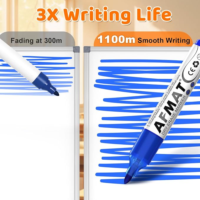 AFMAT Dry Erase Markers, 12-Count Whiteboard Markers, 100 Meters Writing - Image 3