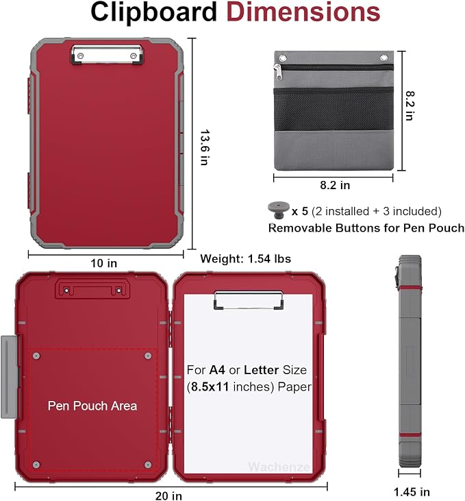 Thicker Clipboard with Storage, Internal Pen Pouch Included, A4 / Letter Size - Image 2
