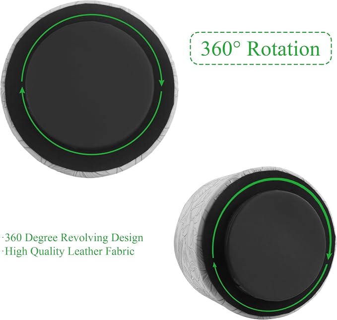 Hennaja Round Leather Art Supply Organizer, Remote Control Holder, 360 Degree - Image 4