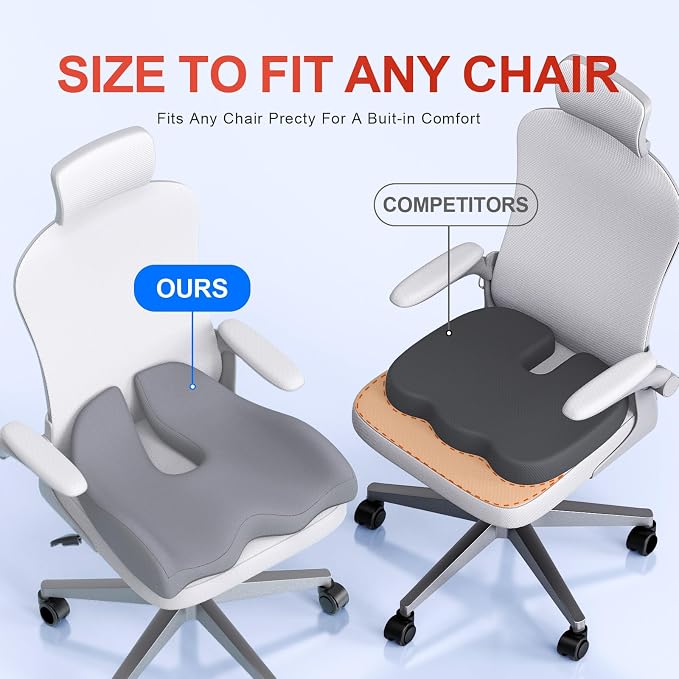 Benazcap X-Large Cooling Memory Foam Seat Cushion, Sciatica Pain Relief | Cool - Image 2