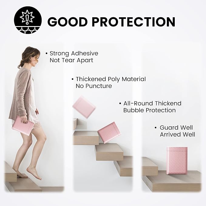 Fuxury 300 Pack Sakura Pink Bubble Mailers 6x10 Inch, Small Bubble Shipping - Image 5