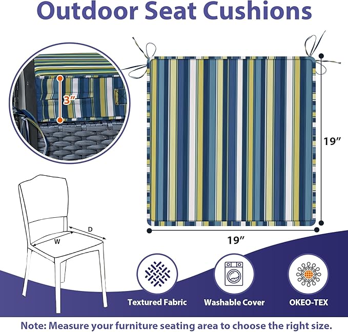 IPYNBAP Outdoor Chair Cushions Set of 4 -Waterproof Outdoor Seat Cushions - Image 6