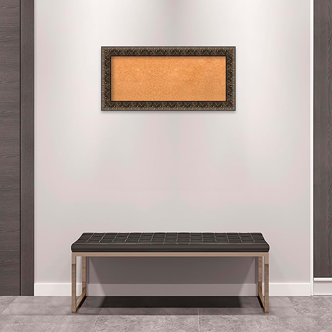 Amanti Art Natural Cork Board for Wall, 17x35 Vision Board with Black Wood Frame, Medium Corkboard Office Decor for Home Organization, Traditional Corkboard Pinboard to Display Items for Home-DeskLoop Office