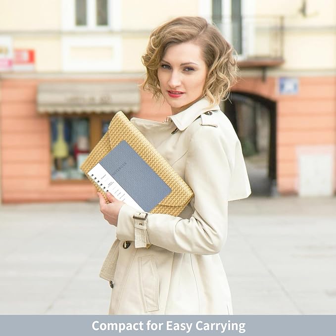 Spiral Notebook -A5 College Ruled Journal with Inner Pockets and 160 Pages,PU Leather Cover Business Journal, Twin-Wire Binding Notebook Perfect for Office & Home School Supplies - ReefBlue/NavyBlue-DeskLoop Office