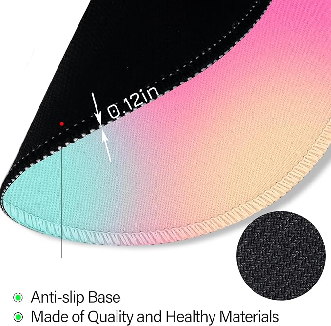 Gradient Pink Purple Work Mouse Pad, Small Round Mouse Pads for Desk, Mini Travel Mousepad for Wireless Computer Laptop, Office Desk Accessories, 8.6 x 8.6 inch