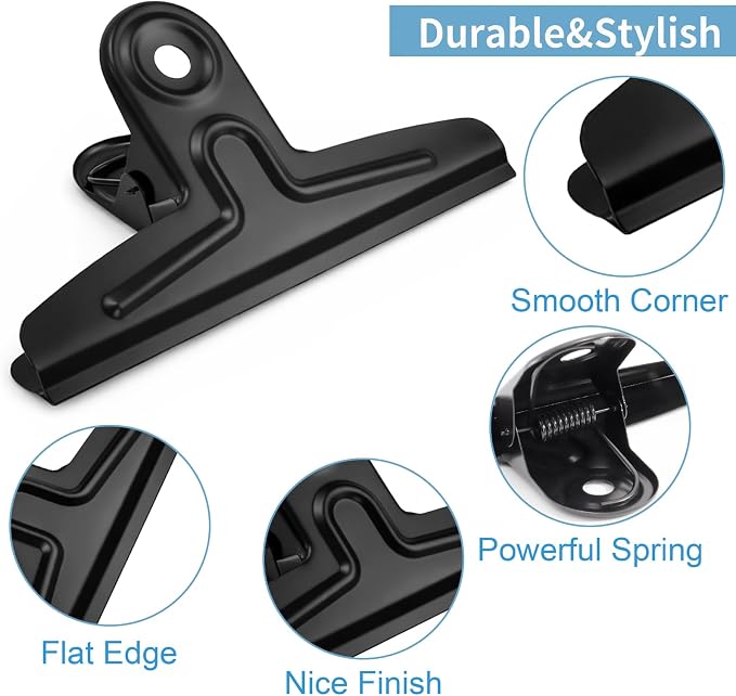 Frcctre 10 Pack Extra Large Bulldog Clips, 7.9 Inches Black Jumbo Stainless - Image 4