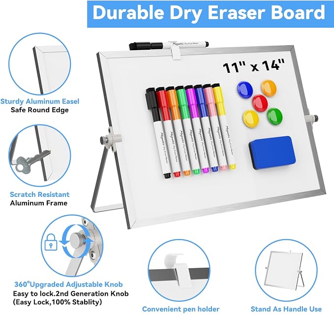 Dry Erase White Board, Cazeyoo Magnetic Desktop Whiteboard 11 x 14inch - Image 4