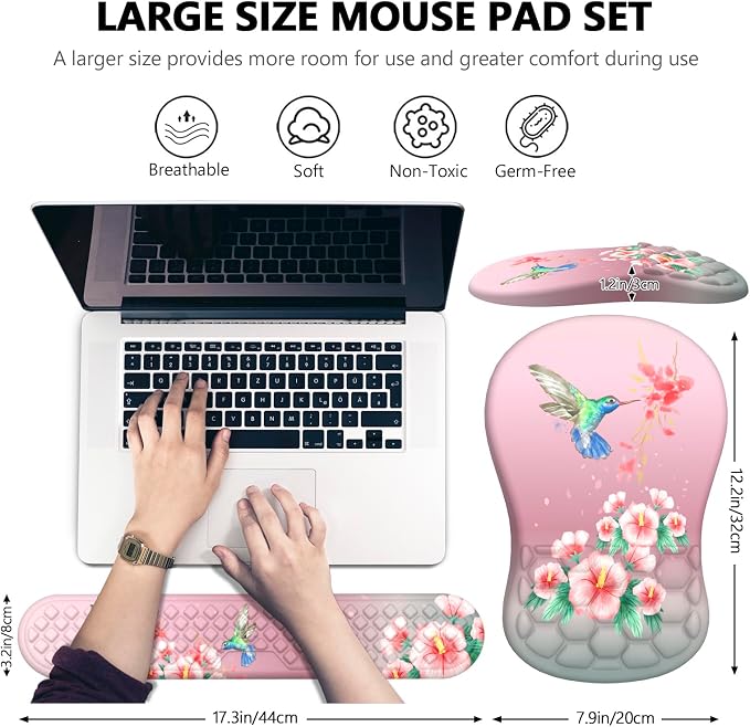 Mouse Pad with Wrist Rest & Keyboard Wrist Rest, Memory Foam - Image 5