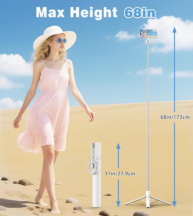 TONEOF 68" Magnetic Selfie Stick Tripod - Image 4