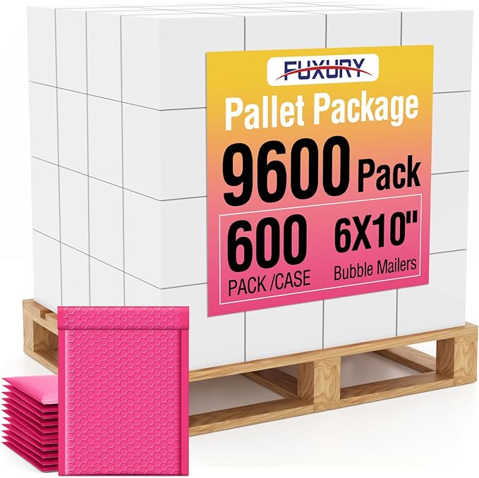 Fuxury Bubble Mailers 6x10" Pink Padded Envelopes 9600 Pack Bulk Strong by Fuxury