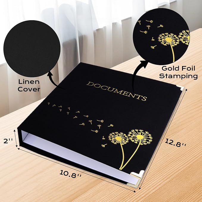 XKDOUS Aesthetic Document Organizer 3 Ring Emergency Binder Linen Folio Folders - Image 2