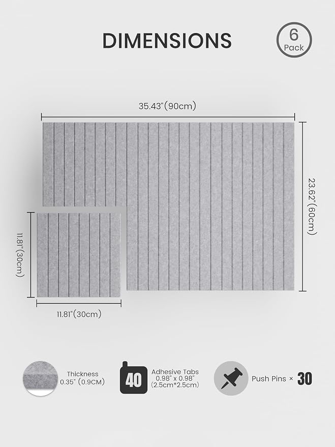 Bumusty Large Cork Board Alternative-36 x 24" Felt Bulletin Board Tiles - Image 2