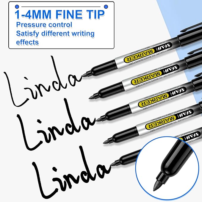 SFAIH 100 Black Permanent Markers Bulk -1s Quick Dry, Waterproof, Non-Fading, Durable, Fine Point Permanent Pens for Plastic Glass Metal Wood Paper, Office Supplies, Classroom Kitchen, Cargo Marking-DeskLoop Office