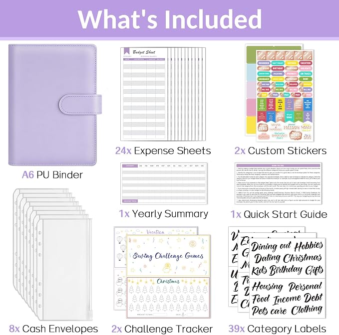 Sooez Budget Binder with Money Saving Challenge, Money Saving Binder with Cash - Image 2