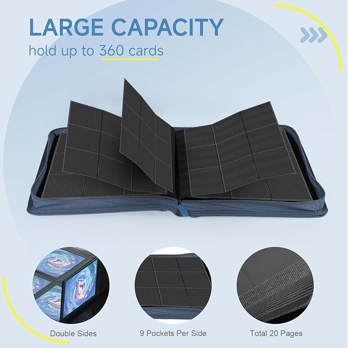 9 Pocket Card Binder, 360 Pockets Trading Card Binder, Double Sided Pocket - Image 4