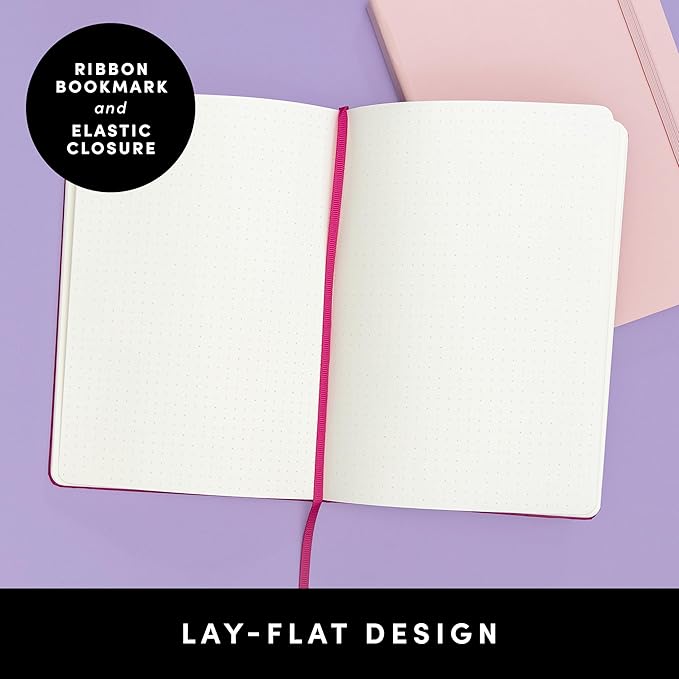 PAPERAGE Dotted Journal Notebook, (White), 160 Pages, Medium 5.6 in x 8 in - 100 GSM Thick Paper – Hardcover Journaling Notebook for Work, School & Bullet Journaling-DeskLoop Office