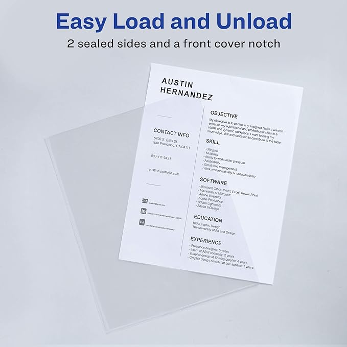 Avery Plastic Document Sleeves, Holds up to 20 Sheets, 12 Clear Sleeves - Image 4