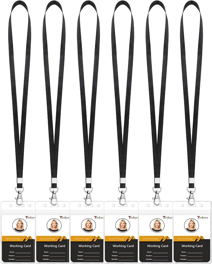 Teskyer Lanyards for ID Badges, 6 Pack | Durable Nylon Lanyard, Waterproof Seal by TESKYER