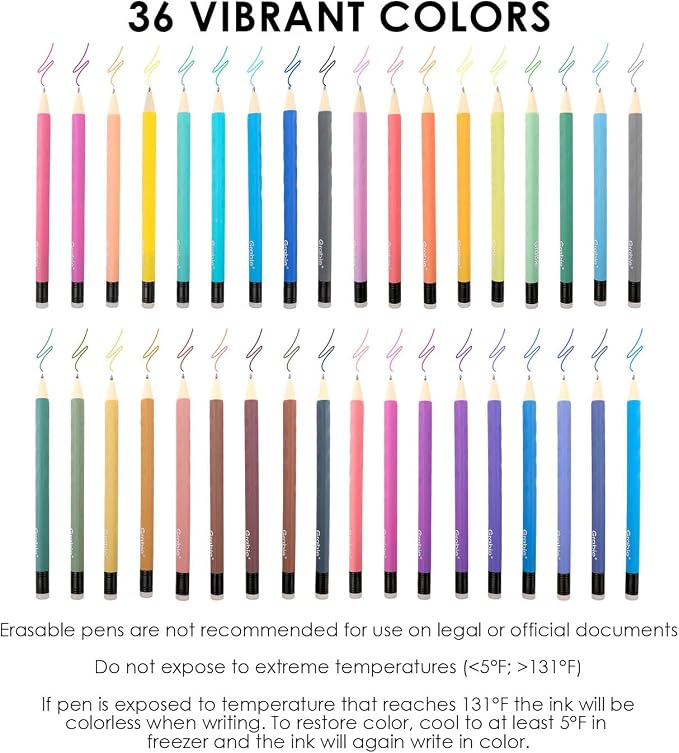Grabie Erasable Gel Pens, 36 Colors Erasable Pens, Make Mistakes Disappear - Image 3
