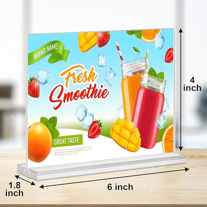Acrylic Sign Holder 6x4, 6 Pack Clear Sign Holder Double Sided Table Menu - Image 3