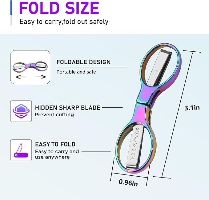 2Pcs Rainbow Folding Scissors, Portable Stainless Steel Telescopic Cutter - Image 2