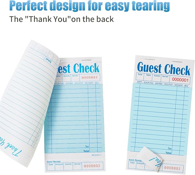 ZPARIK 24 Pack Blue Guest Checks Books - Image 3
